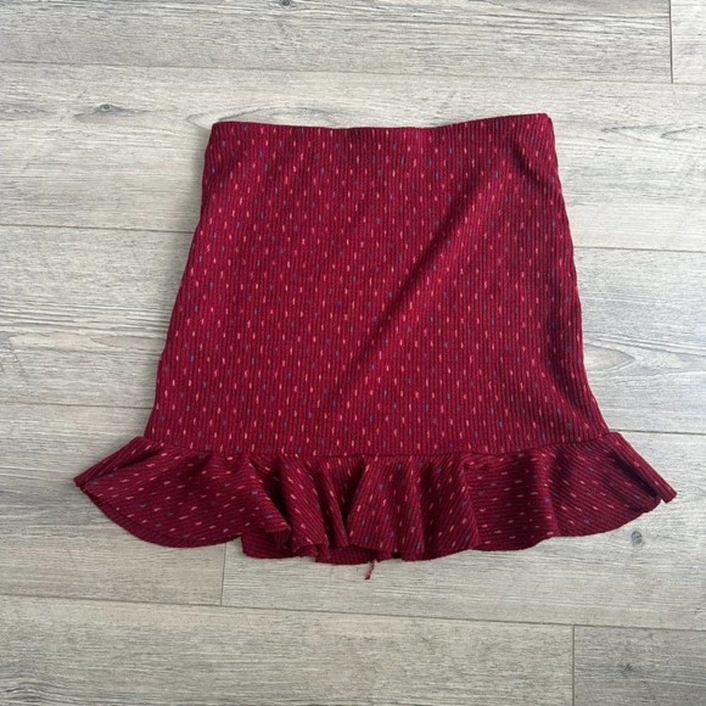Free‎ People Set The Mood Skirt Red Sweater Elastic Medium - Picture 2 of 5